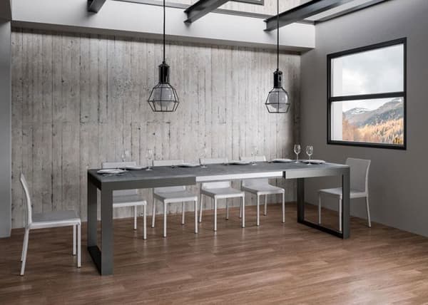 Uttökningsbart bord - ITAMOBY - Tecno Evolution - 160→264 cm - 12 platser - Antracitram Betonggrå