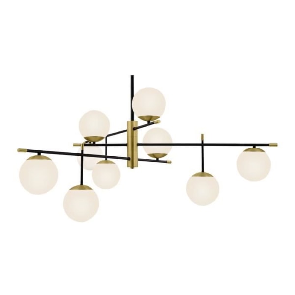 9-lamps ljuskrona, modern stil, i guldfärgad metall, vita glasskärmar, exkl. E14 9x 40W 220V Vit