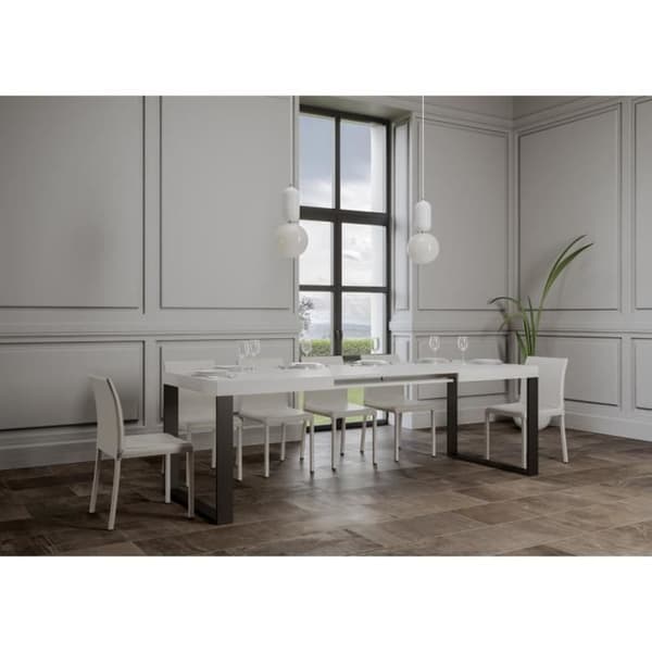 Utökningsbart bord - Tecno - Vit ask - Rektangulär - 10 personer - 90x120/224 cm Vit