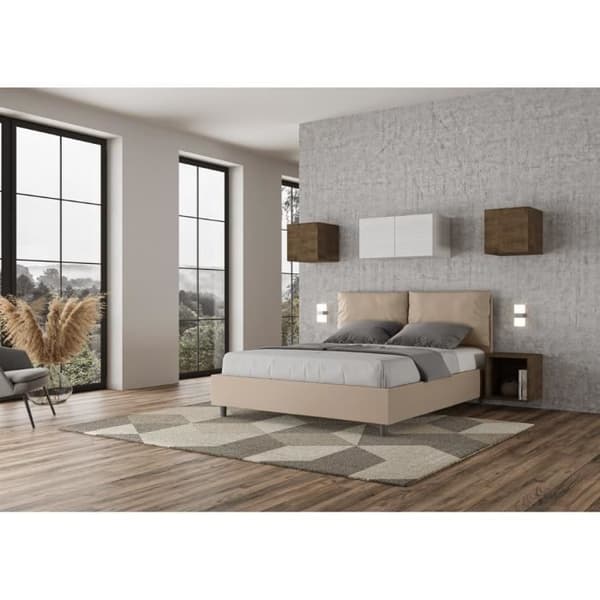 Dubbel säng Antea 160x200 - Grå sängbotten - 2 platser - Nutida - Design Grå