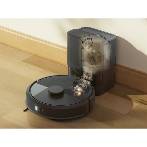 iRobot Roomba 105 Combo+AutoEmpty Dock - 2-i-1 Robotdammsugare och Golvmopp - Sugkraft på 7KPa - LiDAR-navigering Svart