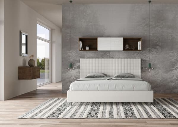 Lit - Ityhome - Sunny - 180x190 cm - Vit konstläder - Vadderad huvudgavel Vit