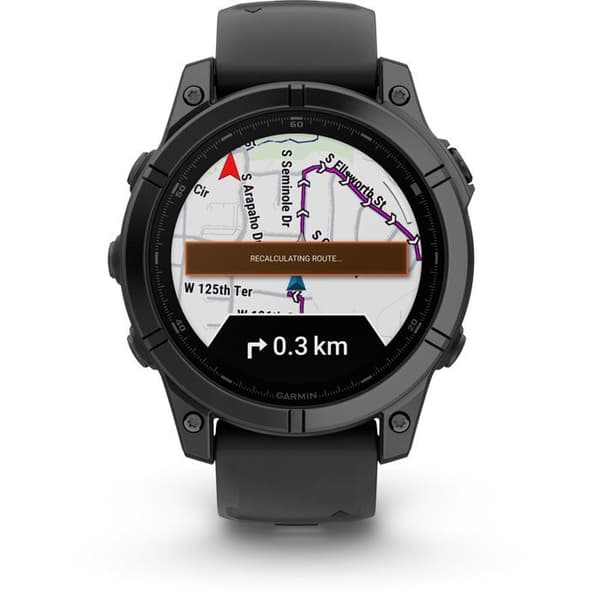 Klocka - GARMIN - Fenix E AMOLED - 47 mm - Grå stål - Svart silikonarmband Stålgrå