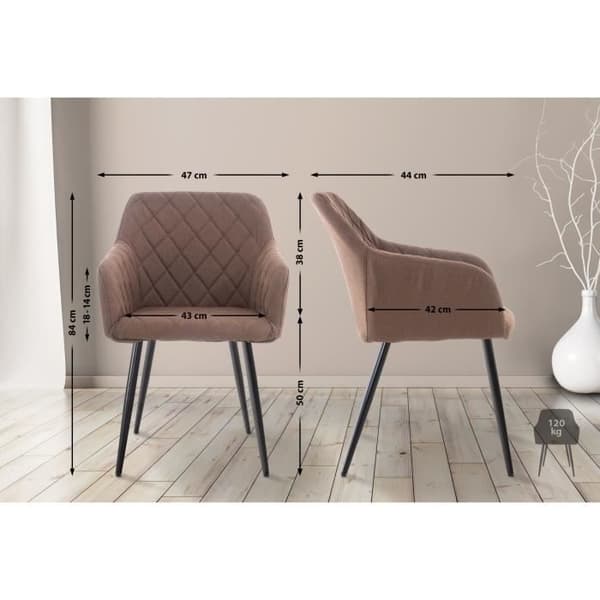 -CLP-Set med 2 Shila matsalsstolar med svart metallunderrede-Array kastanj