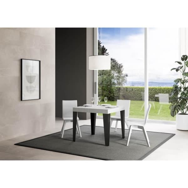 Tavolo allungabile Flame Utdragbart bord Vit askskiva 90x90 Långsträckt 246 antracitram Vit