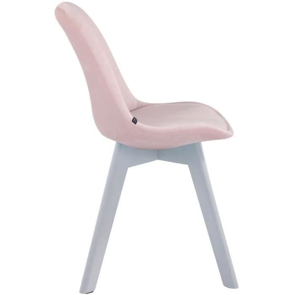 Set med 4 Retro Borneo V2 Stolar i Sammet med Solida Träben, Rosa-Vit rosa