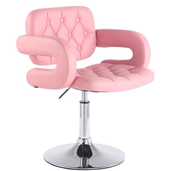 Loungefåtölj - CLP - Dublin - Syntetiskt läder - Kromad metall - Rosa Rosa