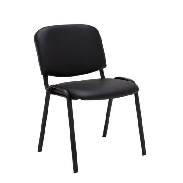 Korn Mötesstolar - Set om 4 - Konstläder - Metallunderrede - Stapelbar - Svart Svart