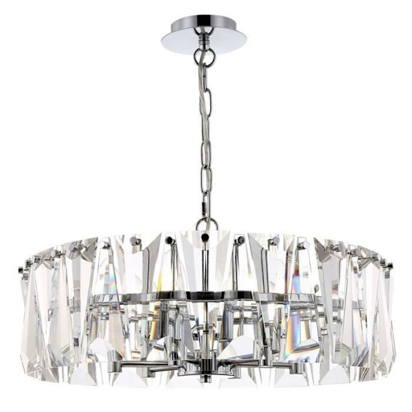 Puntes krom taklampa, 6 lampor, E14 Krom, Transparent