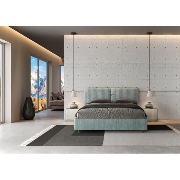 Mados säng 160x200 med boxfjäder - Giada 7 Aragona 7 - Blå - Vit blå