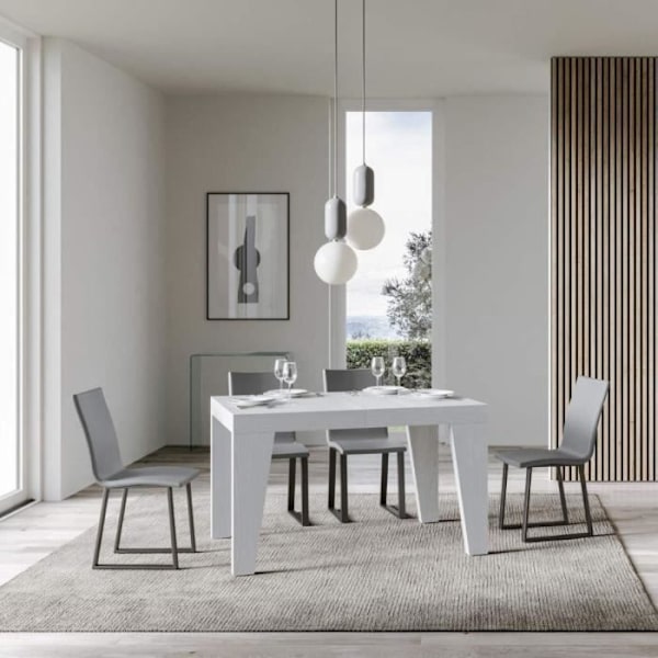 Bord - NAXY - Ask - Utsträckbar 390cm Vit