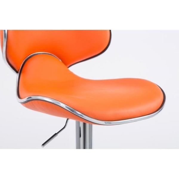 Barstol - Las Vegas V2 - Syntetläder - Orange-Krom - Höjdjusterbar - Set om 2 Orange-Krom