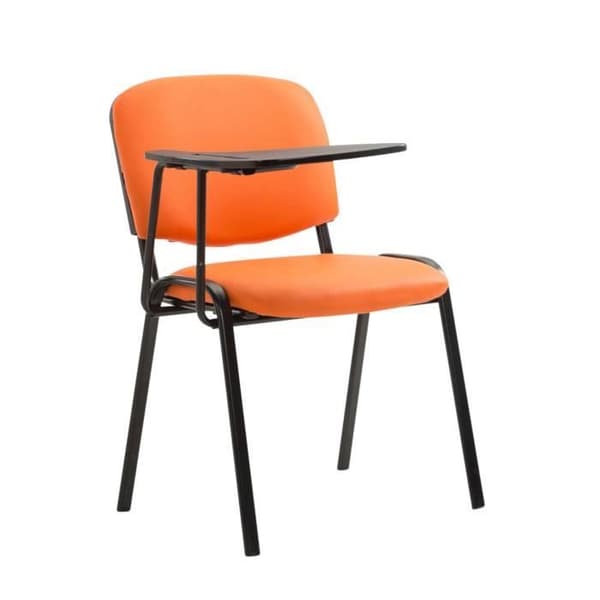 -CLP-Set med 4 Ken-stolar i konstläder med fällbart bord-Array orange