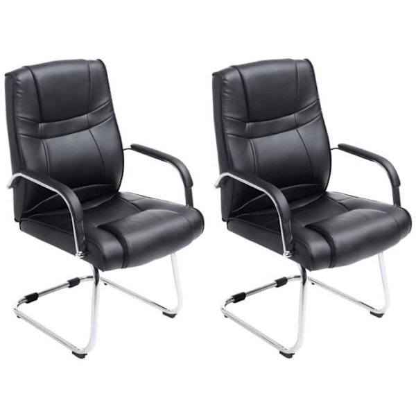 Chaises Cantilever Attila - CLP - Set om 2 - Konstläder - Skidor i kromat metall - Svart Svart