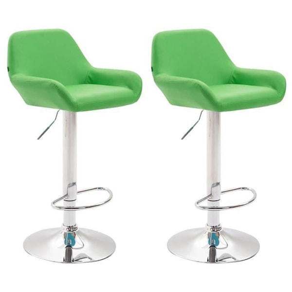 Set med 2 designbarstolar i konstläder Braga - CLP - Justerbar i höjdled - Grön Grön