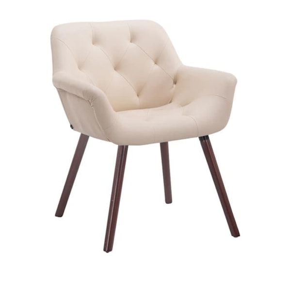 Besöksstol - CLP - Cassidy - Kräm-valnöt konstläder - massivt trä - modern design Grädde-Valnöt