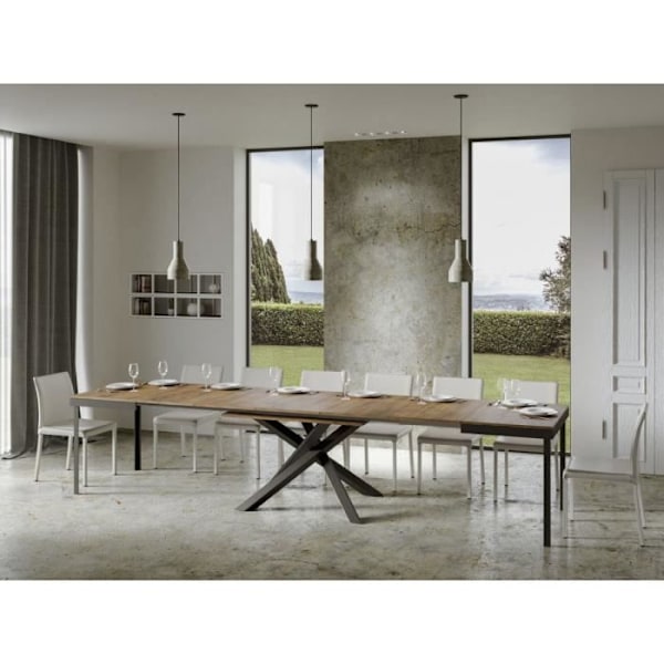 Utökningsbar bord - VOLANTIS EVOLUTION - Valnöt - Vit - 10 platser - 75 cm höjd Valnöt