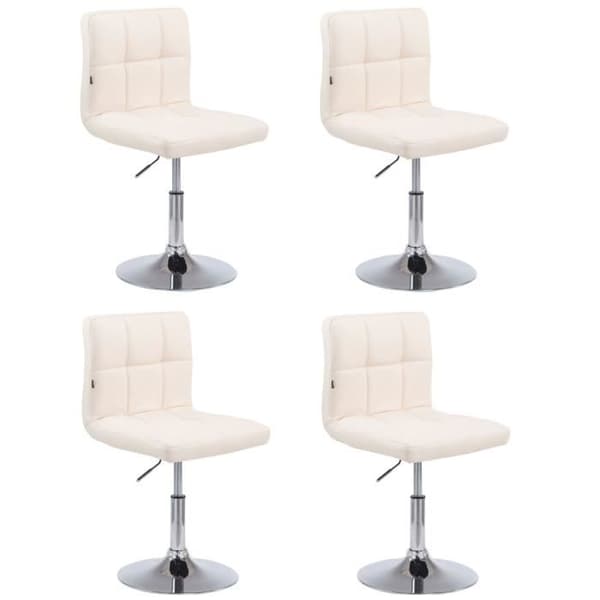 -CLP-Set med 4 loungestolar Palma V2 i justerbart och svängbart konstläder-Array grädde