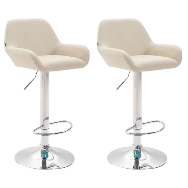 CLP Set med 2 Design Barstolar Braga I Konstläder I Höjdjusterbara I Med Ryggstöd och Ergonomisk Fotstöd - Beige Beige