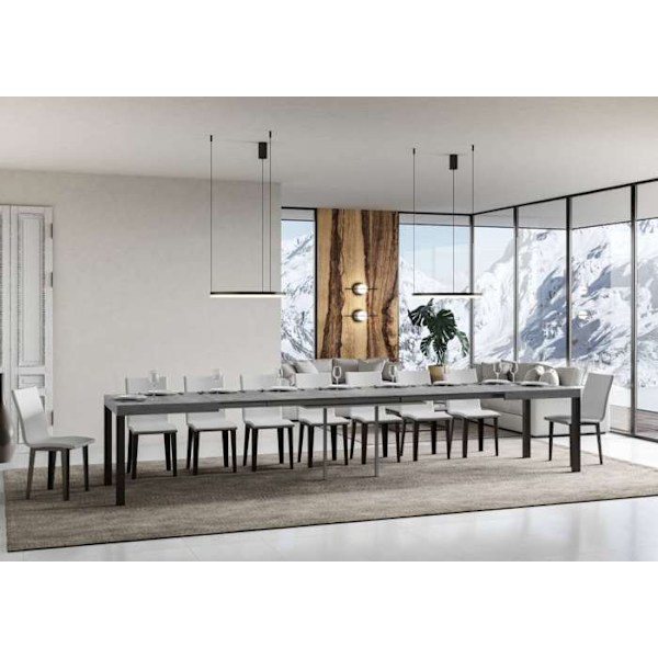 Utdragbar vardagsbord cementskiva 90x130 Lång 390 antracit ram