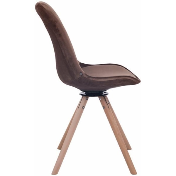 TROYES matsalsstol i retrodesign i brun sammet - CLP - Rund träbotten - Vridbar sits kastanj