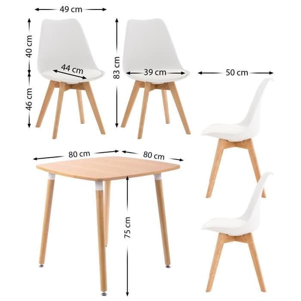 -CLP-Matgrupp Liborg med 1 Bord och 4 Stolar-Array naturlig/vit