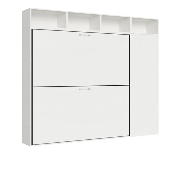 Fällbar säng - Kando - Överlagd 2 sovplatser - Vit ask - 85x190 cm - Säkerhetsmekanism Vit Ask