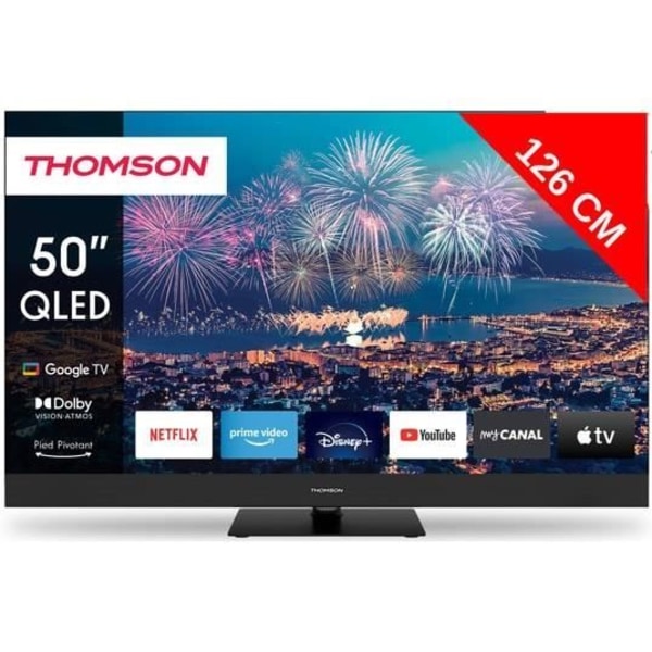 THOMSON TV QLED 4K 126 cm 50QG6C14 QLED Plus Google TV med soundbar Svart