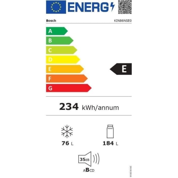 Inbyggt kombinerat kylskåp BOSCH SER2 KIN86NSE0 260L (184L + 76L)