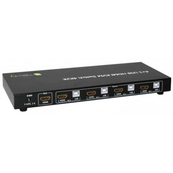 KVM-switch 4 portar TECHly IDATA-KVM-HDMI4U HDMI USB 4K (3840 x 2160) Svart