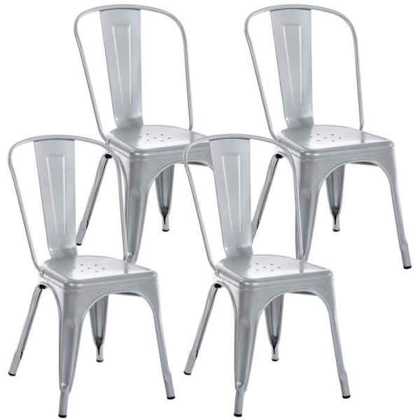 Benedikt industriella stapelbara stolar - CLP - Set om 4 - Silvermetall Pengar