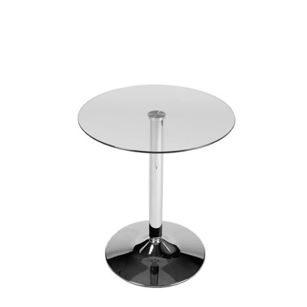 CLP Runt glasbord, Ø 60 cm, höjd 70 cm, förkromad metallpelare, glasskiva med skyddsglas - 70 cm -...
