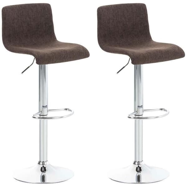 -CLP-Lot 2 barstolar Hover tyg höjdjusterbar Metallfot förkromad-Array kastanj