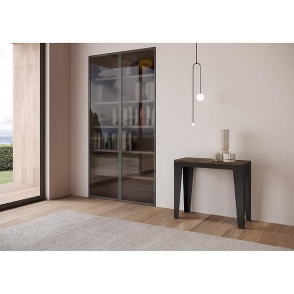 Väggkonsol Utsträckbar 90x40/196 cm Flame Small Evolution Valnöt ram Antracit brun