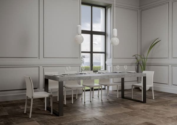 Utdragbart bord 90x160/420 cm Tecno Premium Cement Antracit ram