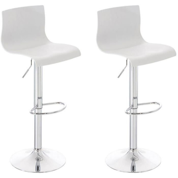 Set med 2 barstolar - CLP - Hoover - Plastsäte - Kromad metallbas - Vit Vit