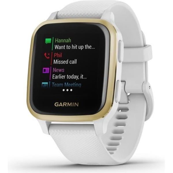 GARMIN Venu Sq Health &amp; Wellness Smartwatch - Ljusguld - Vit rem