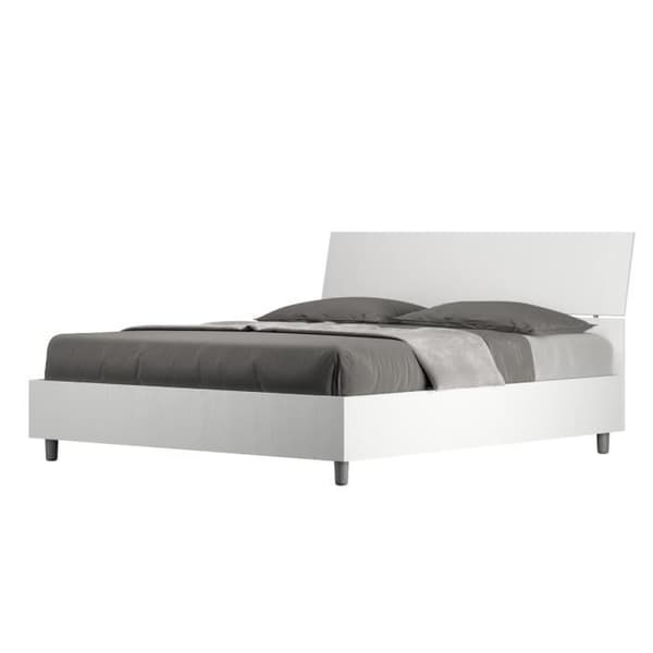 Dubbel säng - Demas - Lutad huvuddel - Vit trä - Elegant design Vit