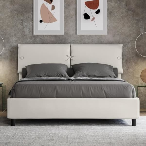 Säng dubbel - Vit - 160x190 cm - 2 platser - Polstervärd - Elegant Chic Vit
