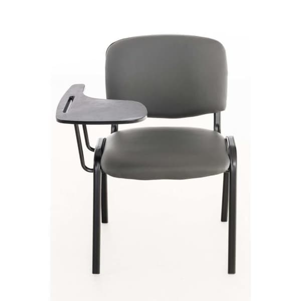 Set med 4 Ken-stolar i konstläder med fällbart bord och metallben, grå grå