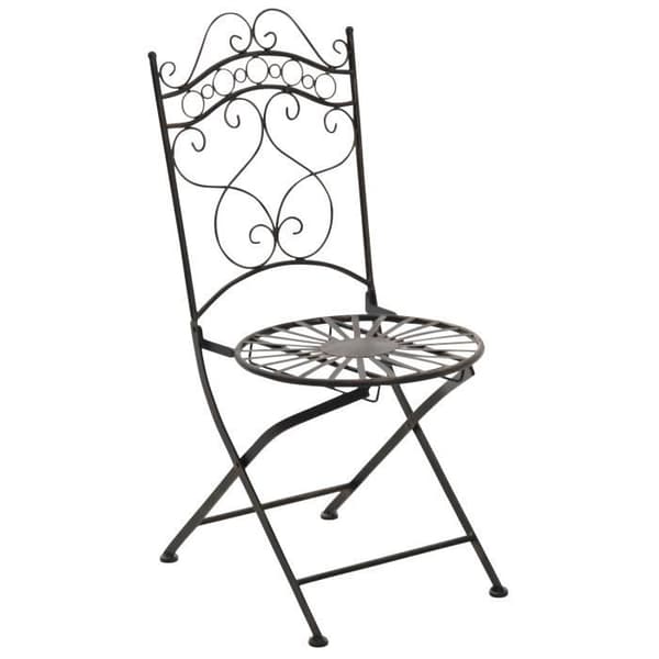 Set med 2 Indra hopfällbara trädgårdsstolar i smidesjärn med sitthöjd 48 cm, brons Brons