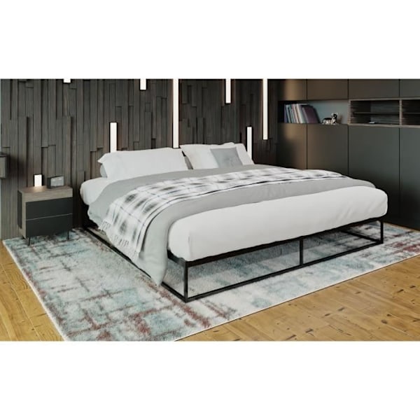 Sängram - CLP - Scala - Svart Metall - 200x200 cm - Kapacitet 320 Kg - Modern Design Svart