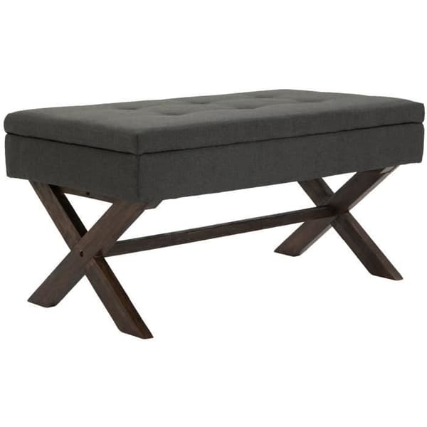 -CLP-Banquette Namaro i tyg med förvaringsutrymme, ben i gummiträ-Array mörkgrå