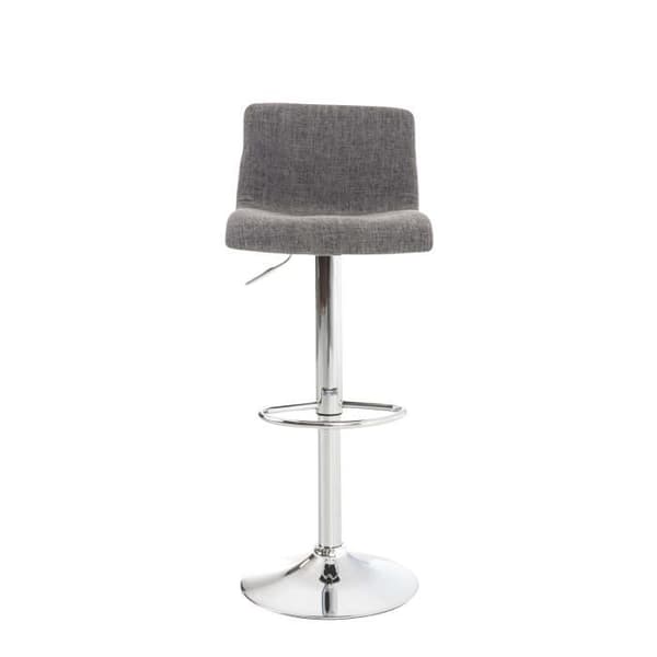 -CLP-Lot 2 barstolar Hover tyg höjdjusterbar Metallfot förkromad-Array ljusgrått