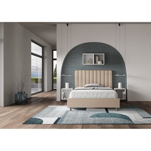 Dubbel säng Agueda - 140x210 - Sängram taupe - Grå - Vit Grå