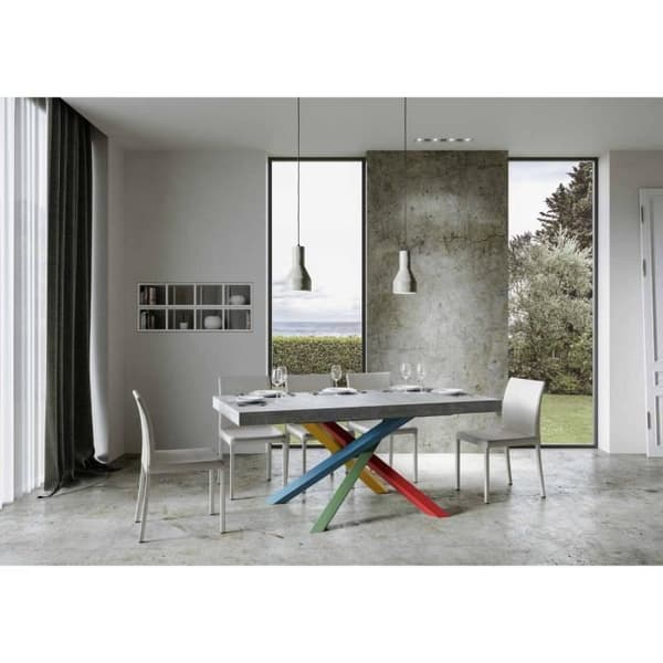 Utdragbart bord - Volantis - 90x160/264 cm - Cement - Vit - Barn Cement