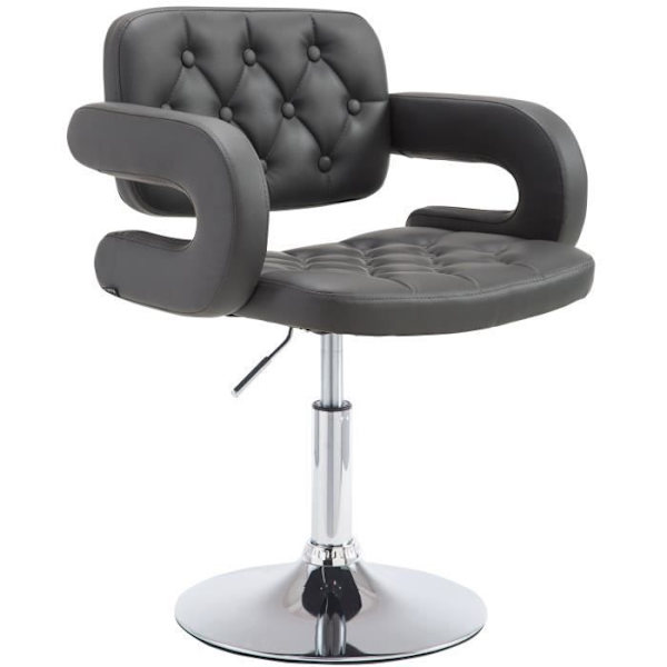 Dublin Faux Leather Lounge Chair - Sockel med central pelare i krommetall - Grå Grå