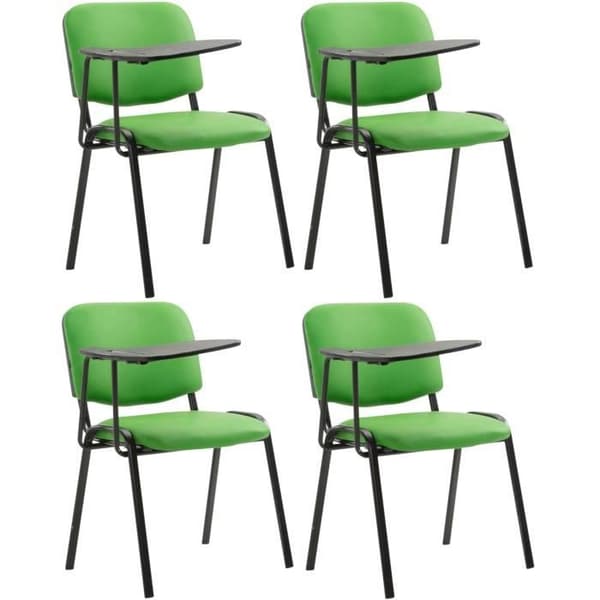 Set om 4 Ken-stolar i konstläder med fällbart bord och metallben, grön grön