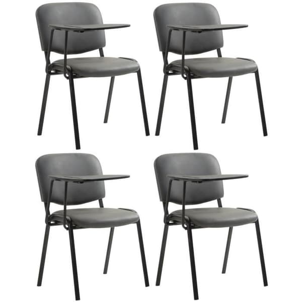 Set med 4 Ken-stolar i konstläder med fällbart bord och metallben, grå grå