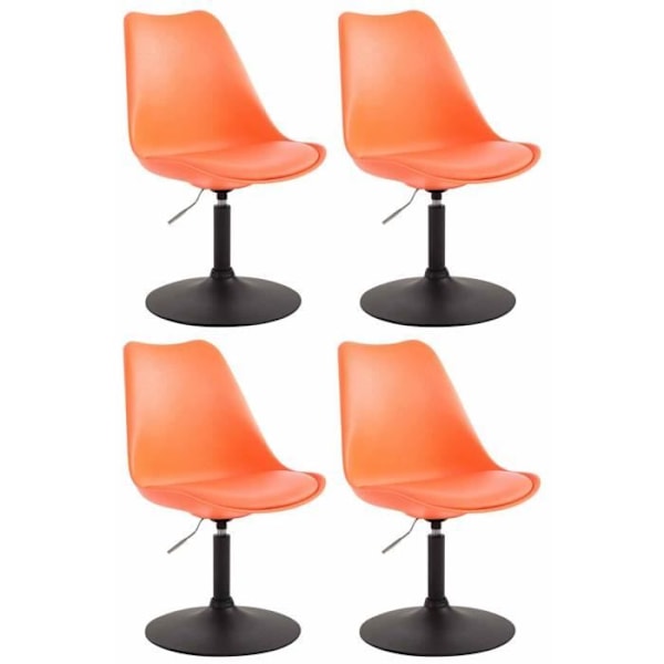 Set med 4 Maverick matsalsstolar Plast Vridbar sits metallpelare, orange-svart Orange